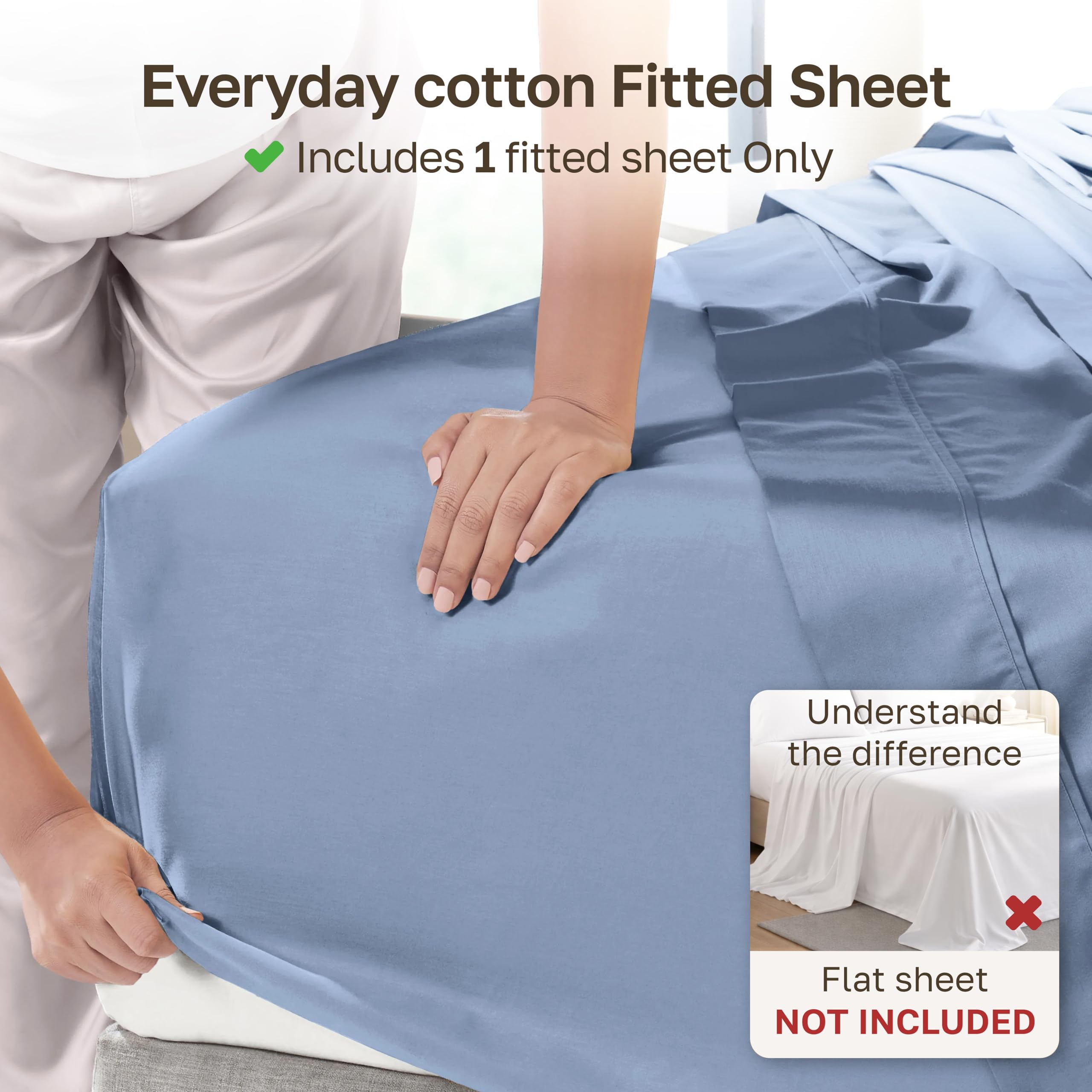 California Design Den deep-pocket queen sheet fits mattresses up to 14 inches securely.