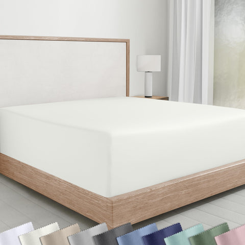 California Design Den queen fitted sheet with deep pocket for secure fit.