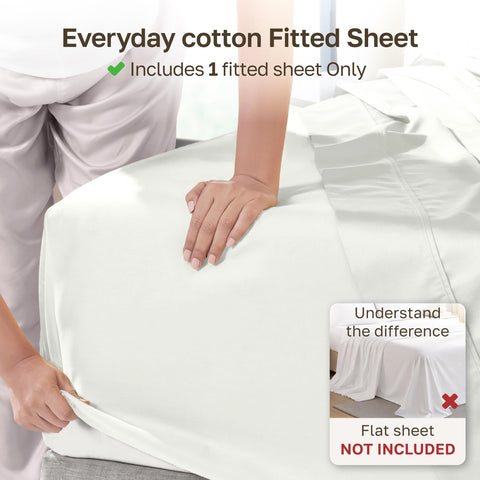 California Design Den ivory eggshell queen fitted sheet in soft sateen finish.