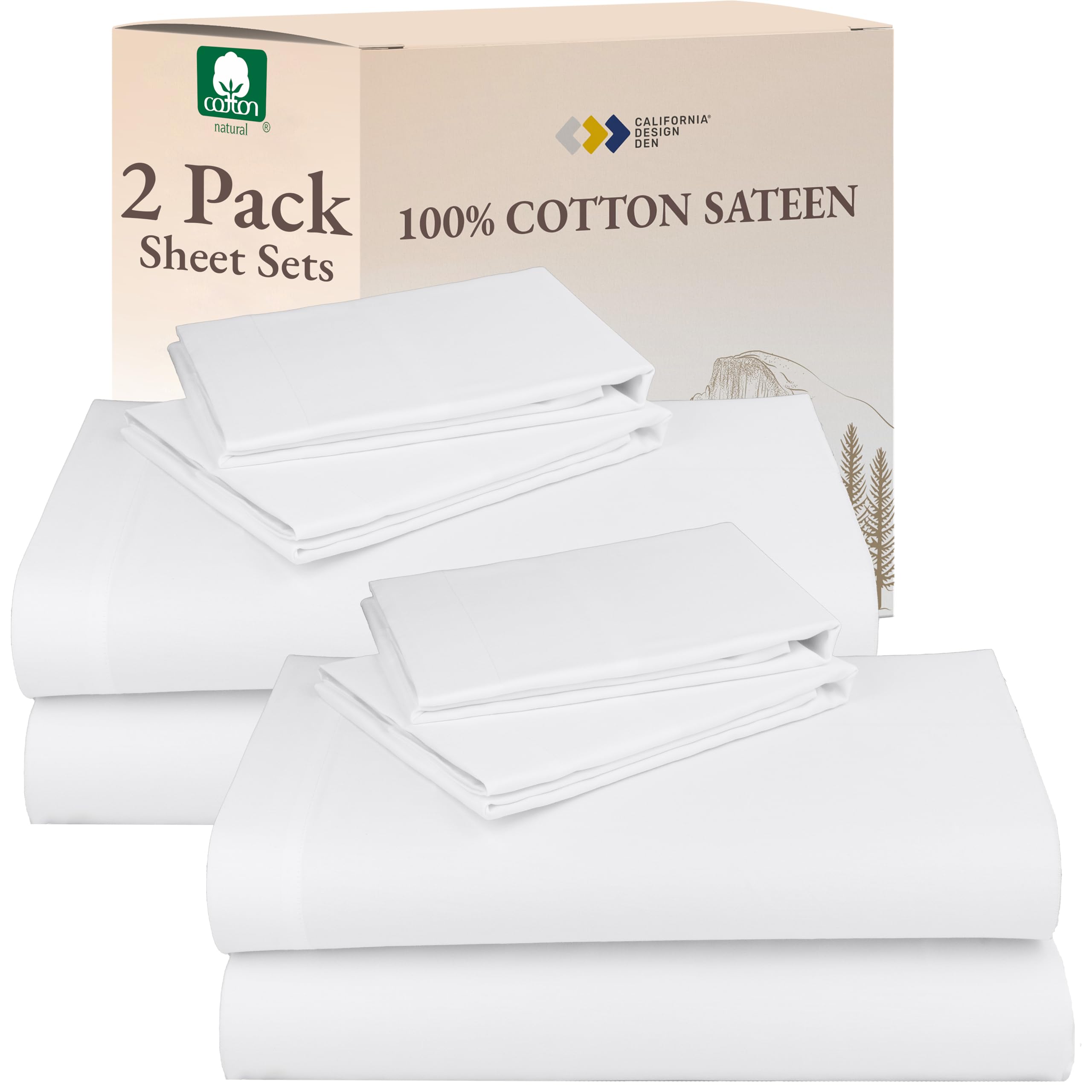 California Design Den queen flat sheet in sateen finish for soft, breathable comfort