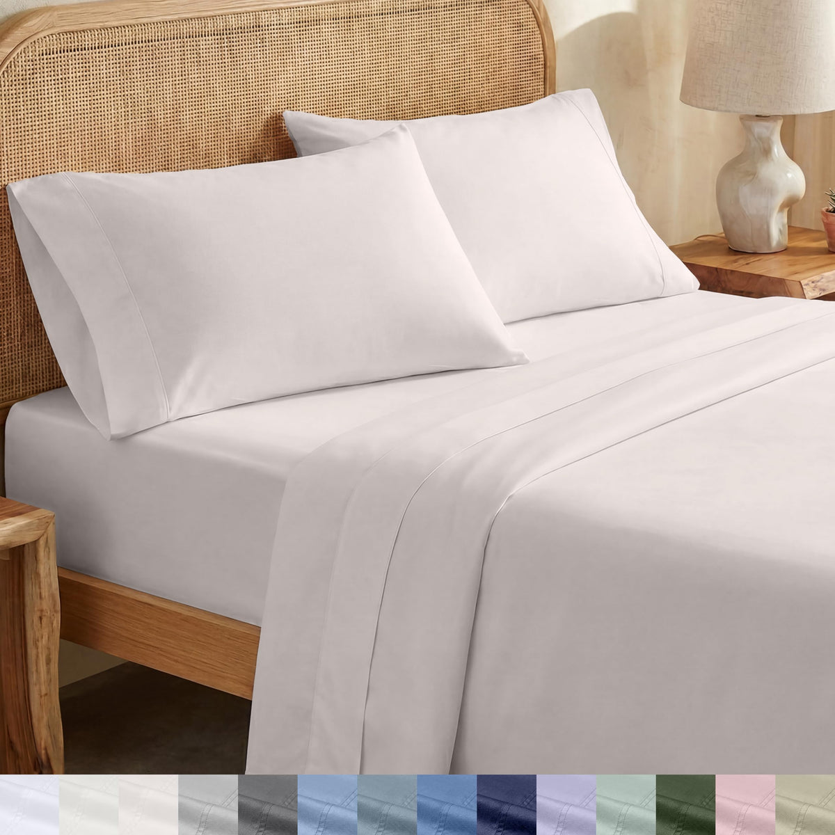 California Design Den queen flat sheet with crisp percale for breathable comfort