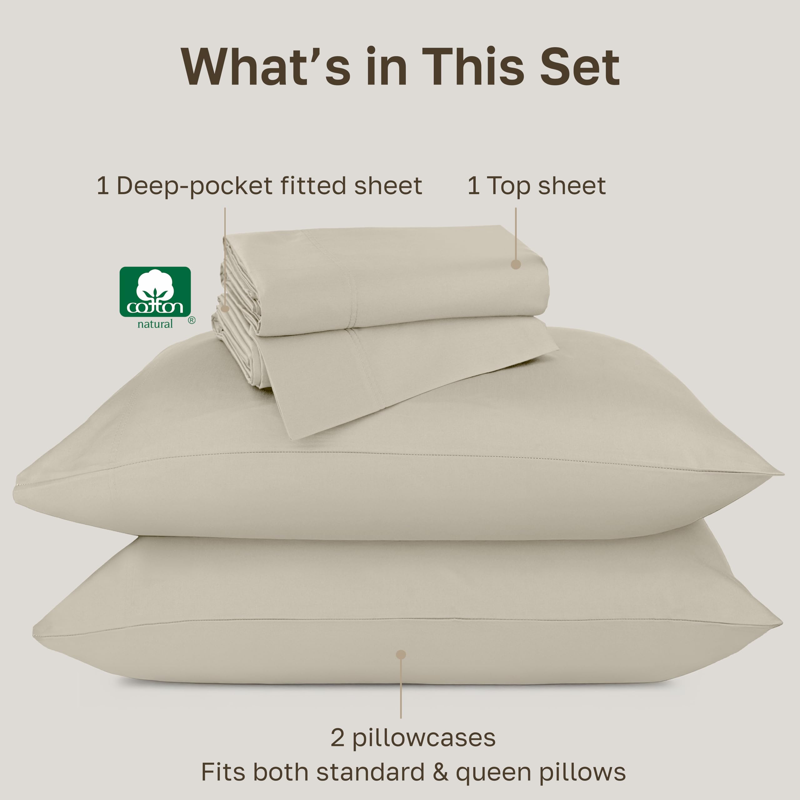 California Design Den queen pillowcases 21x32 with classic open-end design for easy bed making.