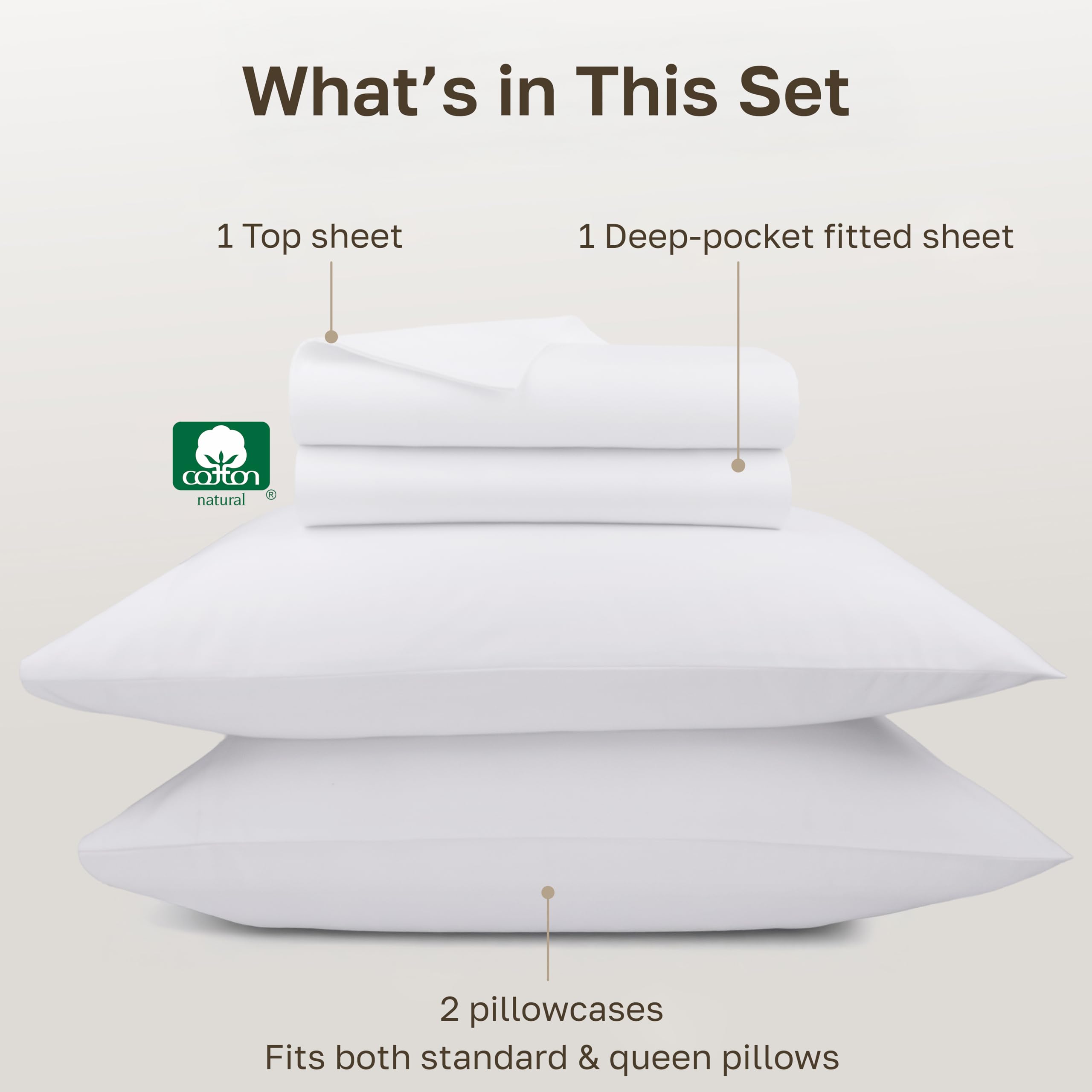 California Design Den queen pillowcases (two) with smooth hems for easy bed making