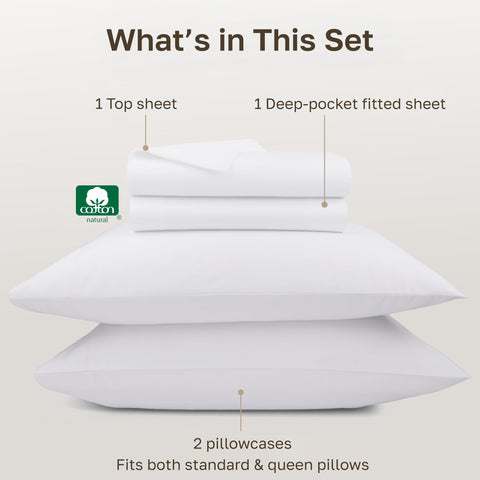 California Design Den queen pillowcases (two) with smooth hems for easy bed making