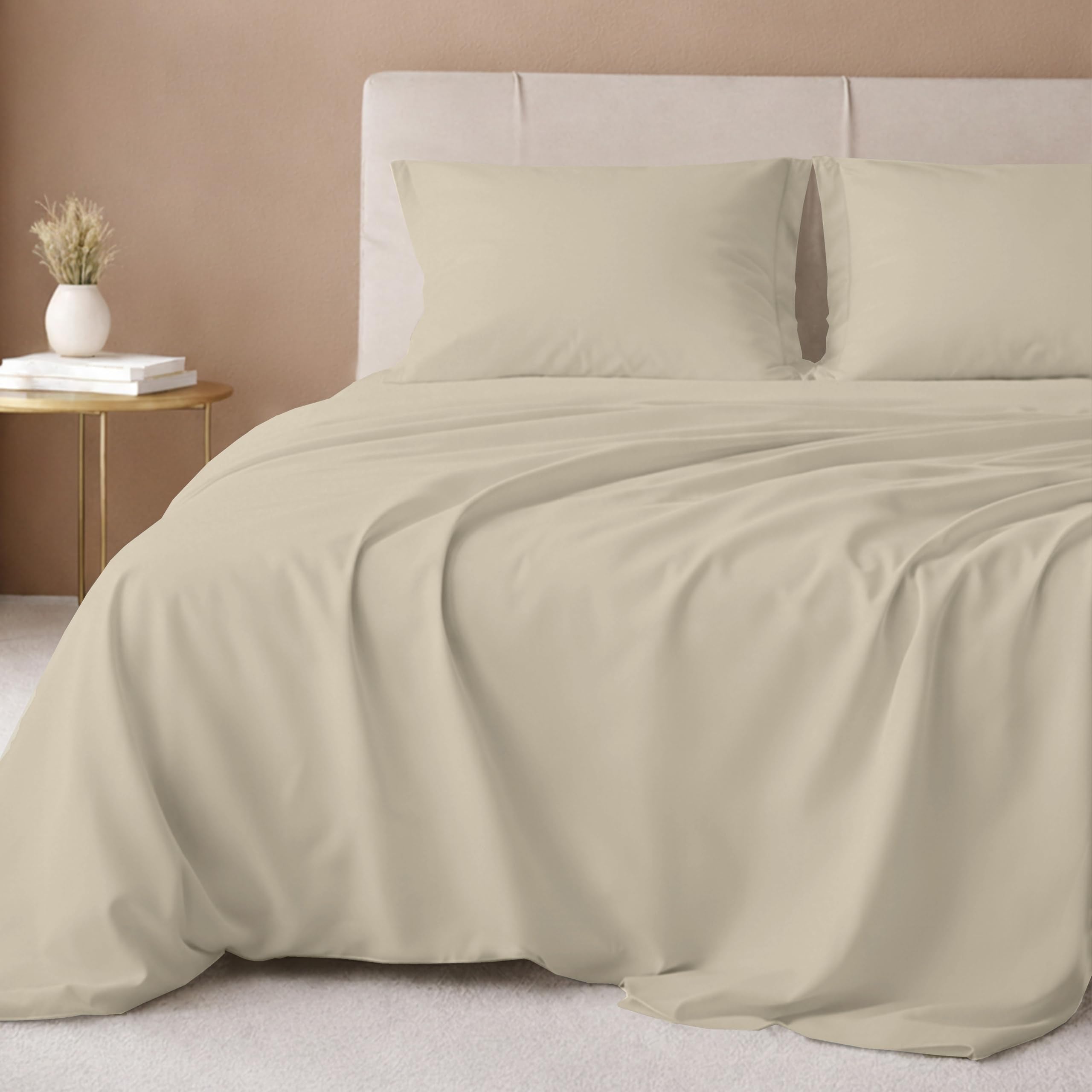 California Design Den queen deep-pocket fitted sheet for secure mattress fit.