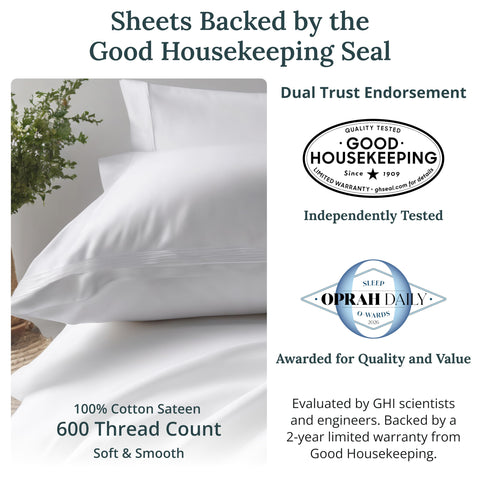 California Design Den queen deep-pocket fitted sheet blue fits 8–16 inches