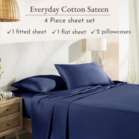 California Design Den queen navy deep-pocket elastic kept mattress in place
