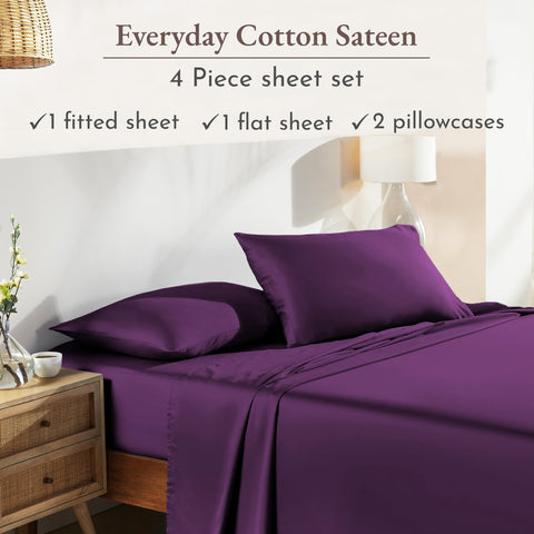 Silky-smooth sateen surface for effortless bed making.