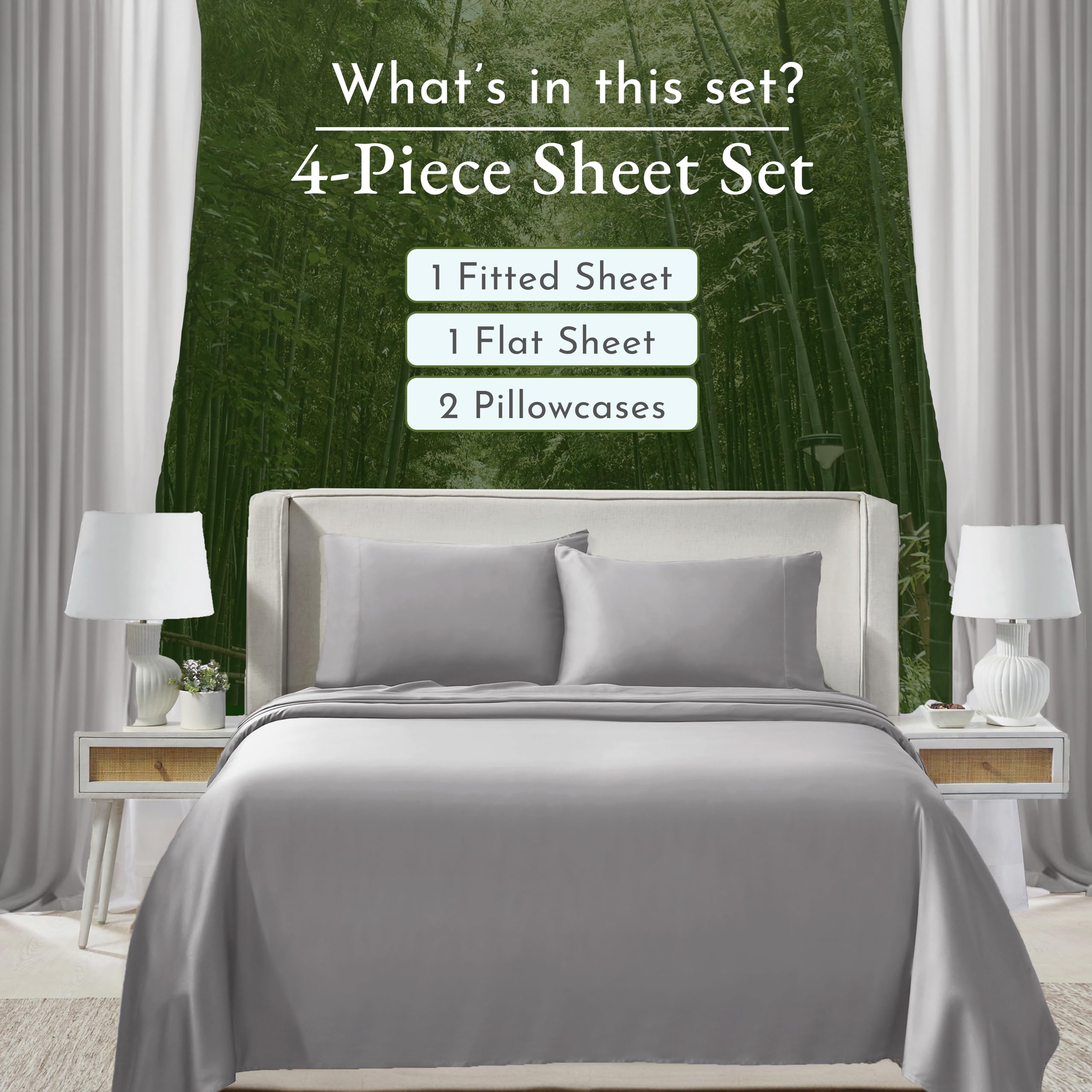 California Design Den king fitted sheet with deep pockets for a snug fit.