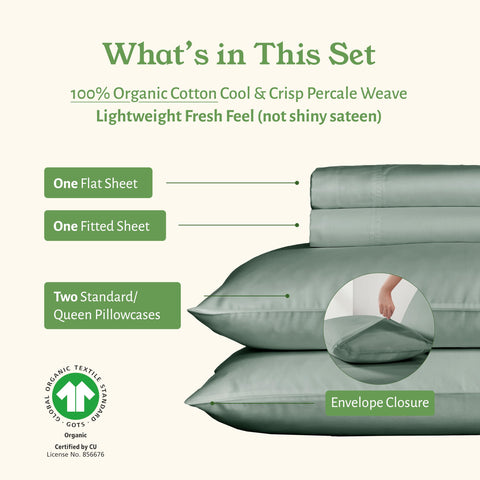 California Design Den sage-green queen sheets add calm to bedroom decor