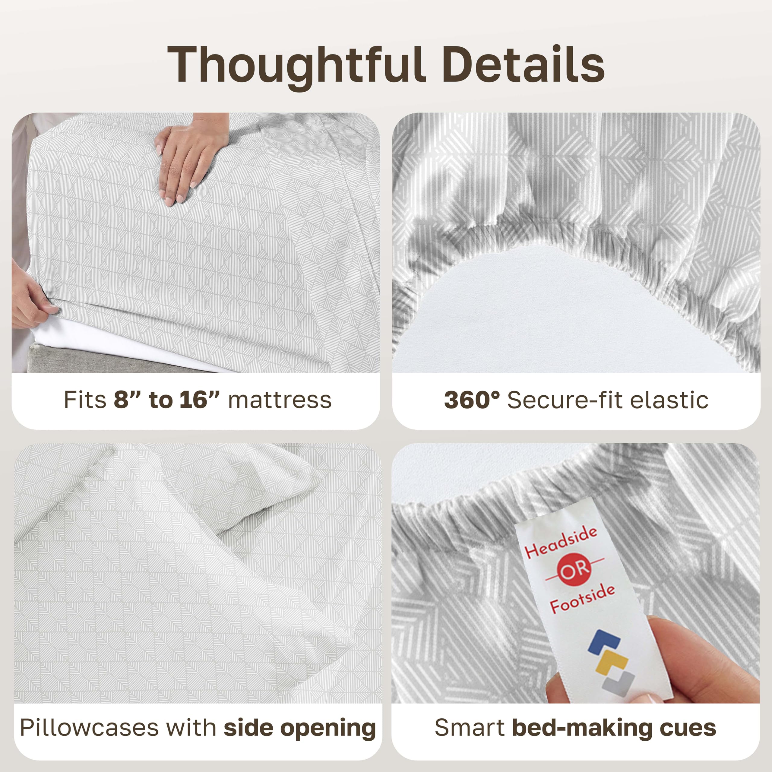 Sateen finish adds a gentle sheen and silky feel