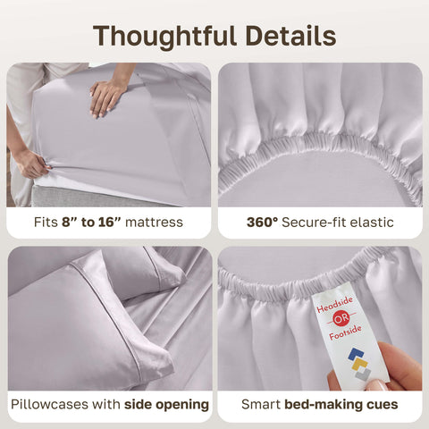 California Design Den dusky lavender grey bedding with smooth sateen finish