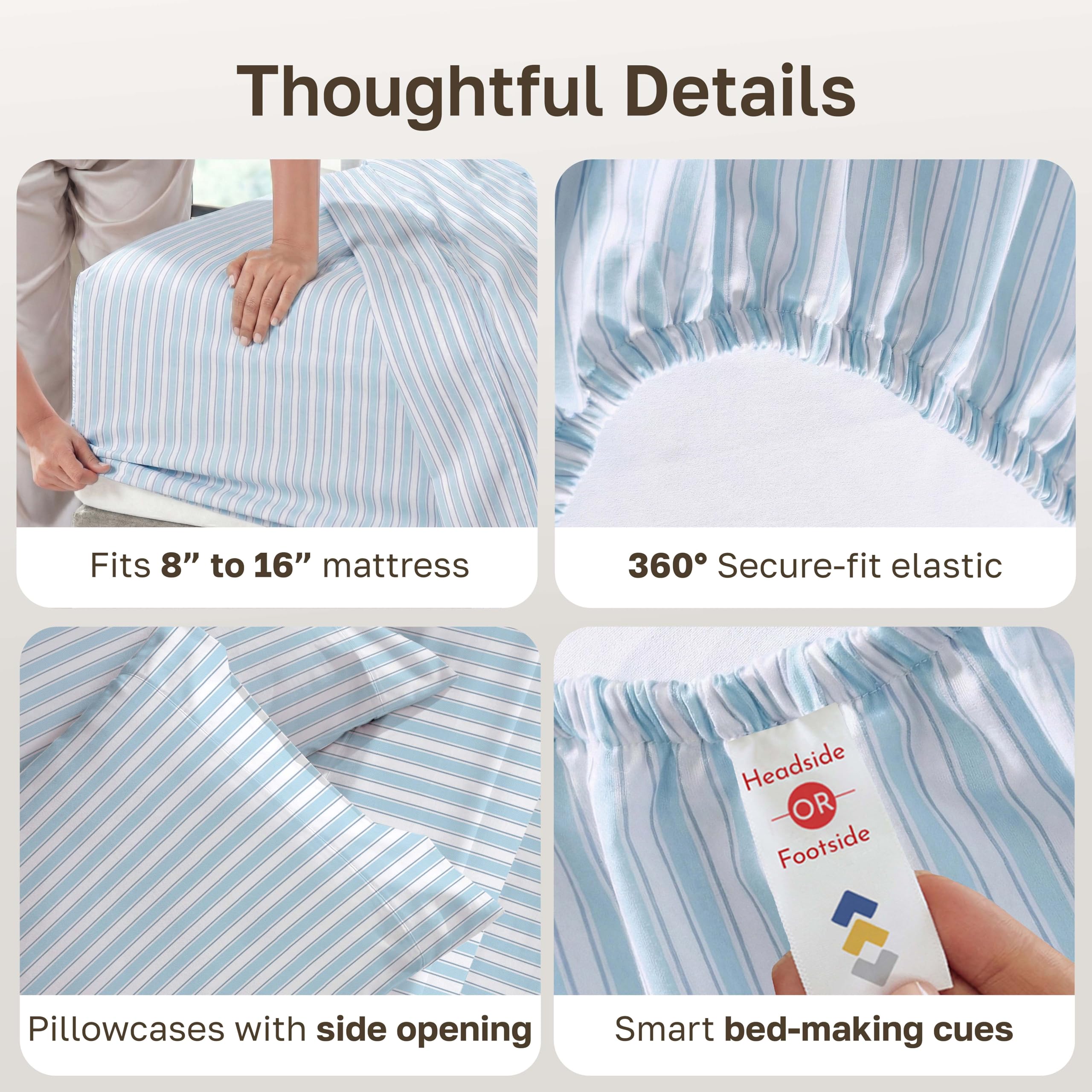California Design Den sateen finish sheets provide silky glide and subtle sheen.
