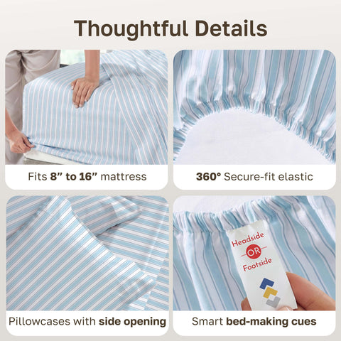 California Design Den sateen finish sheets provide silky glide and subtle sheen.