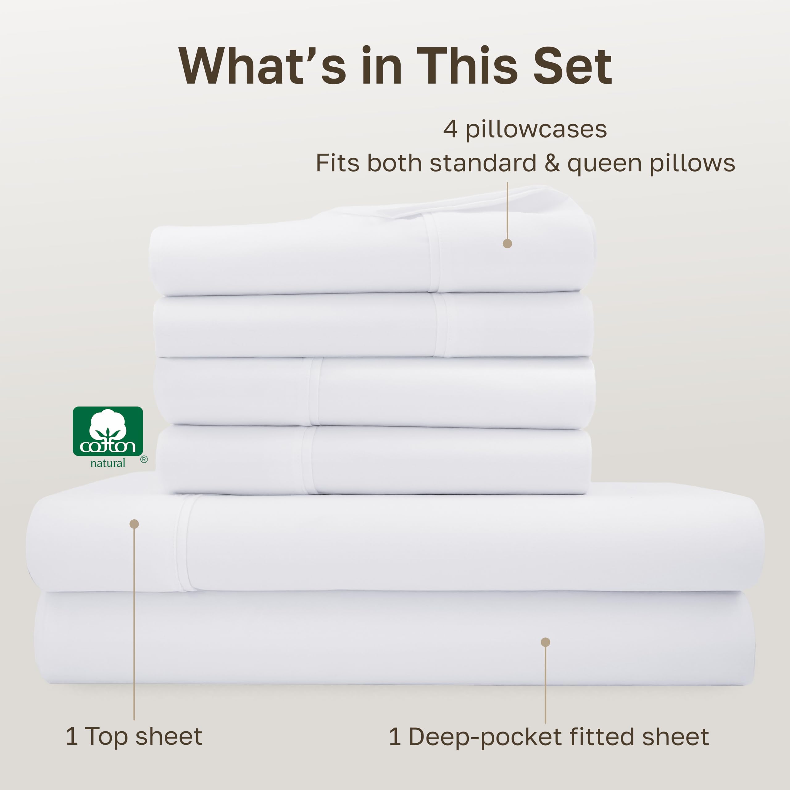 California Design Den sateen finish delivers a soft, smooth surface for restful nights.