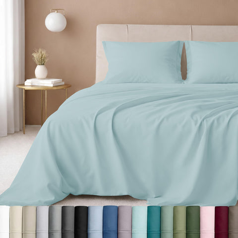 California Design Den seafoam flat sheet shows a soft breathable finish