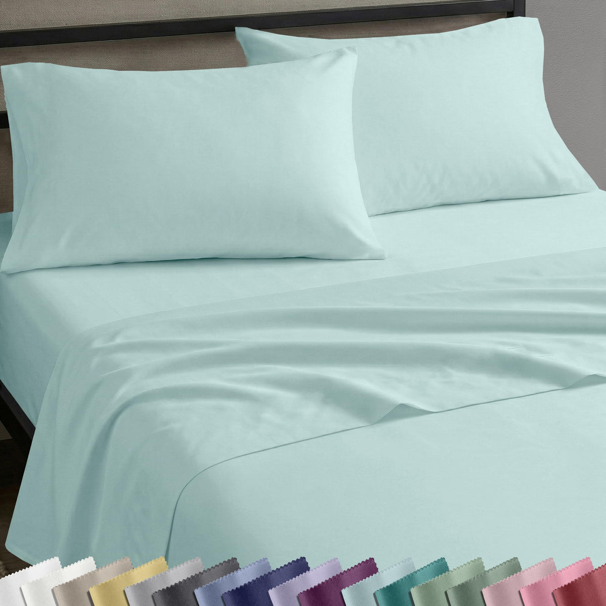 California Design Den Seafoam queen top sheet for breathable, silky-soft comfort