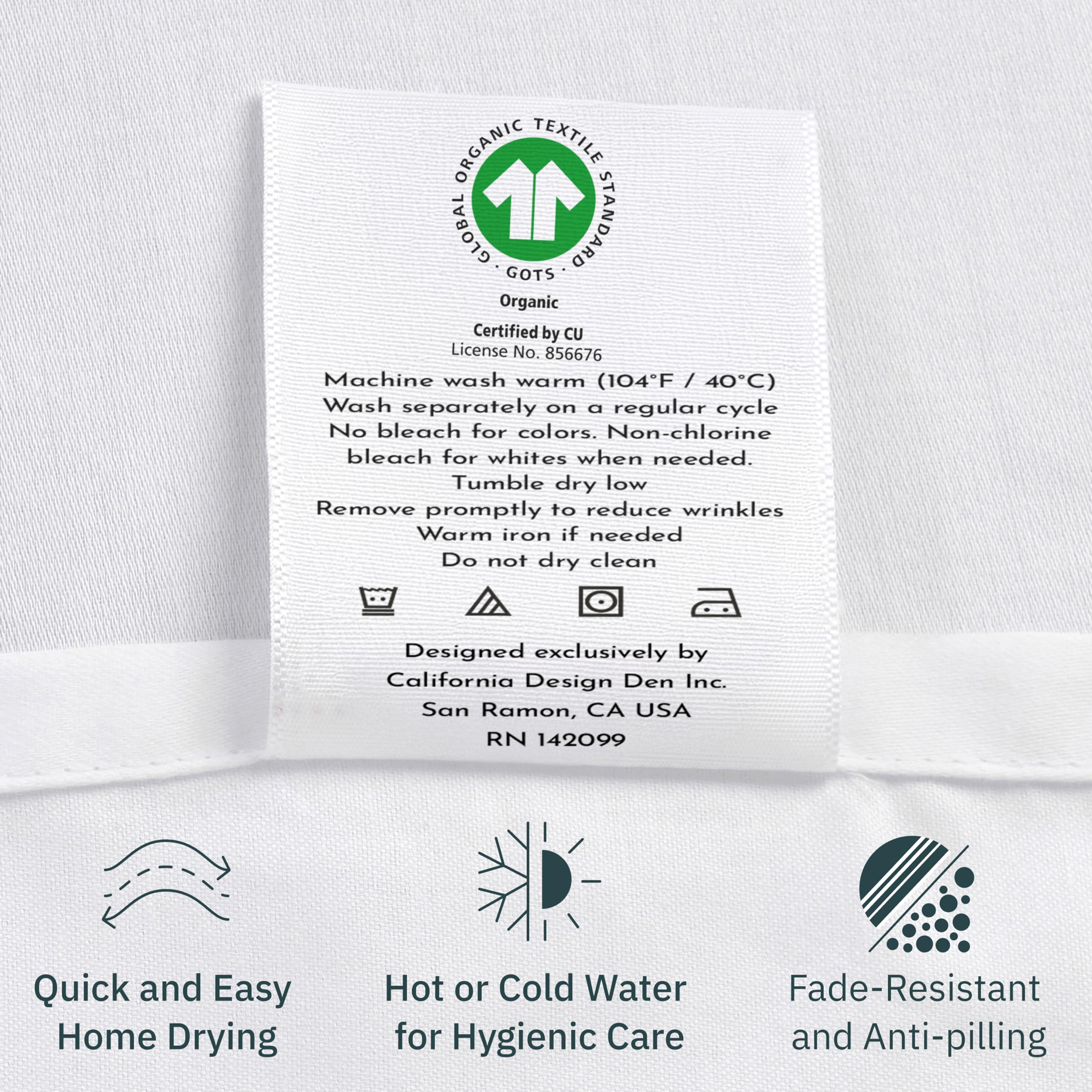 California Design Den smart head-foot-labels simplify bed-making.