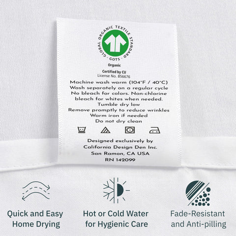 California Design Den smart head-foot-labels simplify bed-making.