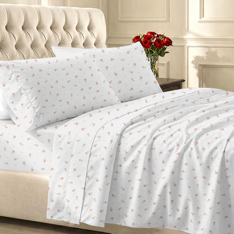 California Design Den soft queen flat sheet with floral print for airy comfort