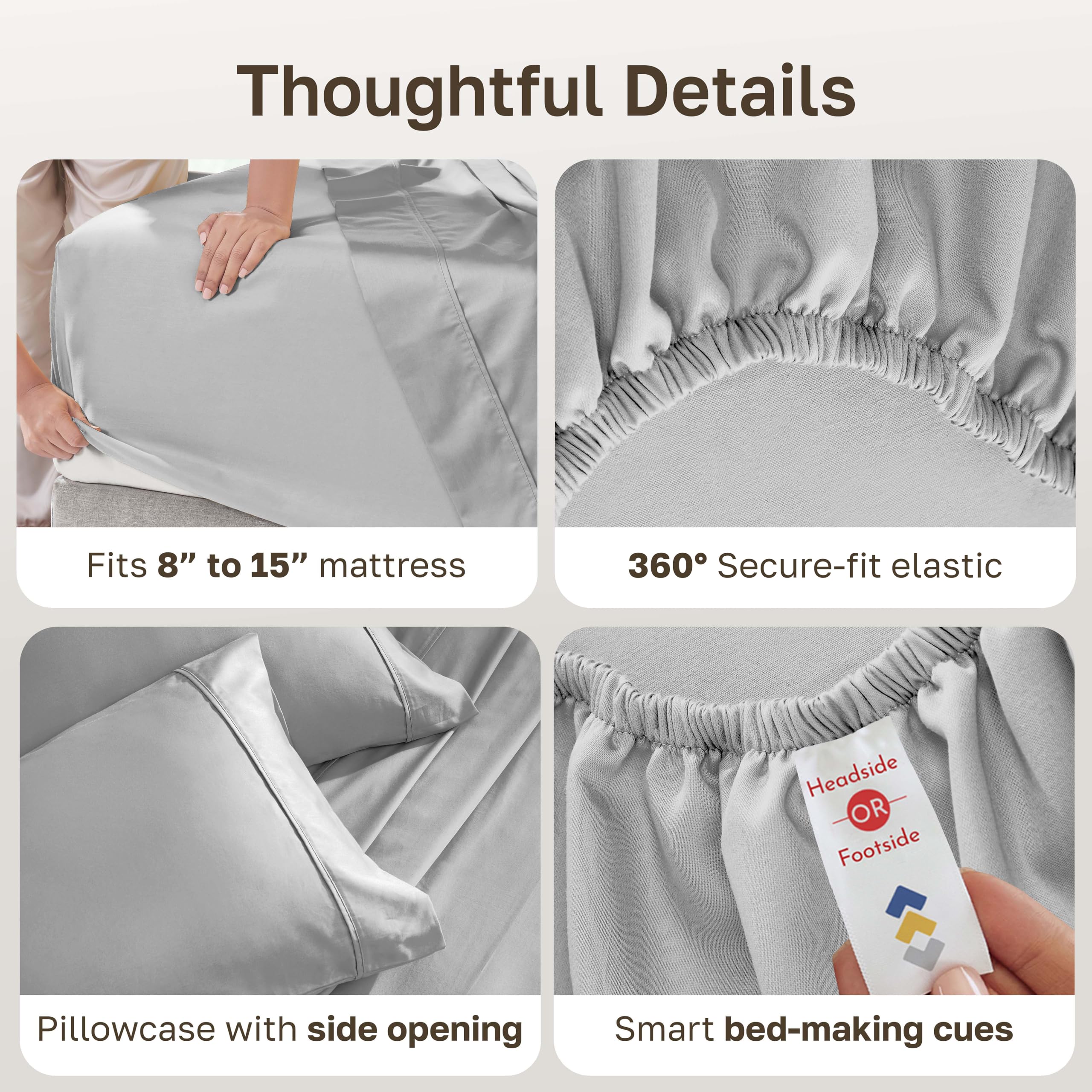 Light grey shade on a bed with cool undertone for modern decor