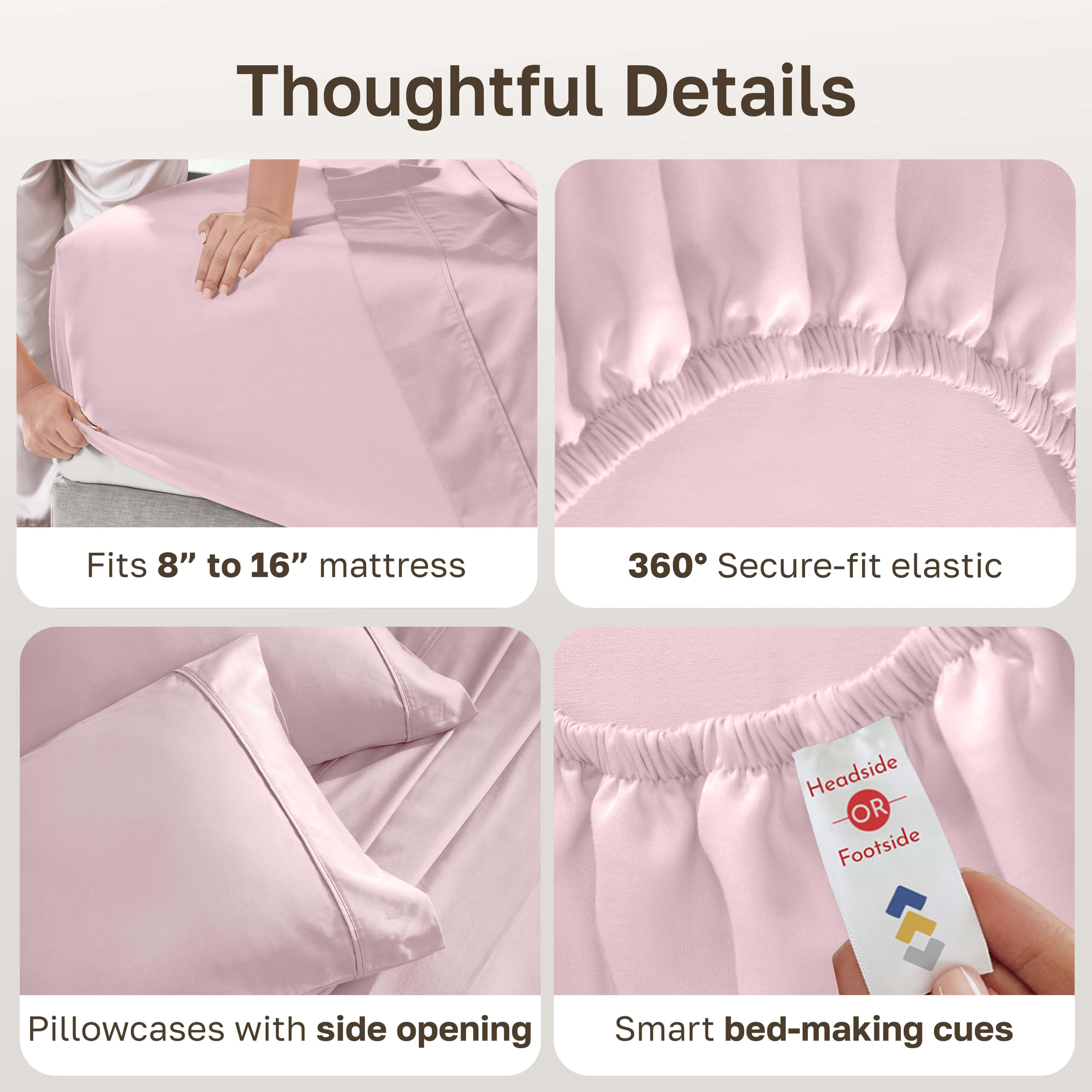 California Design Den pink bedroom scene with soft sheets on bed.