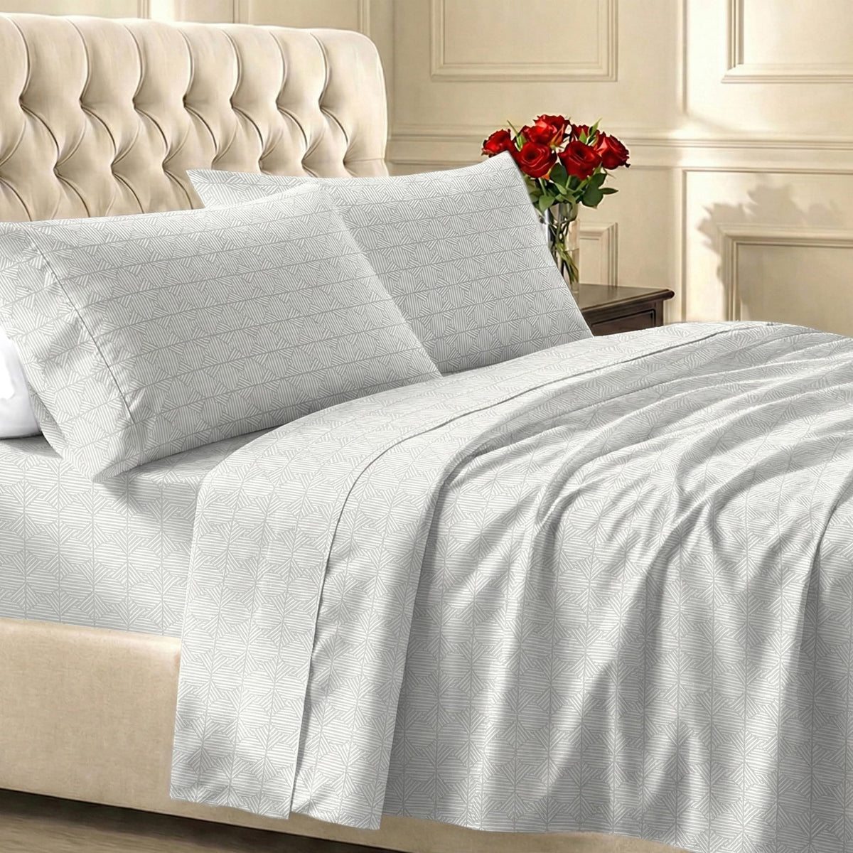 California Design Den soft queen sheet set shown on bed for comfort