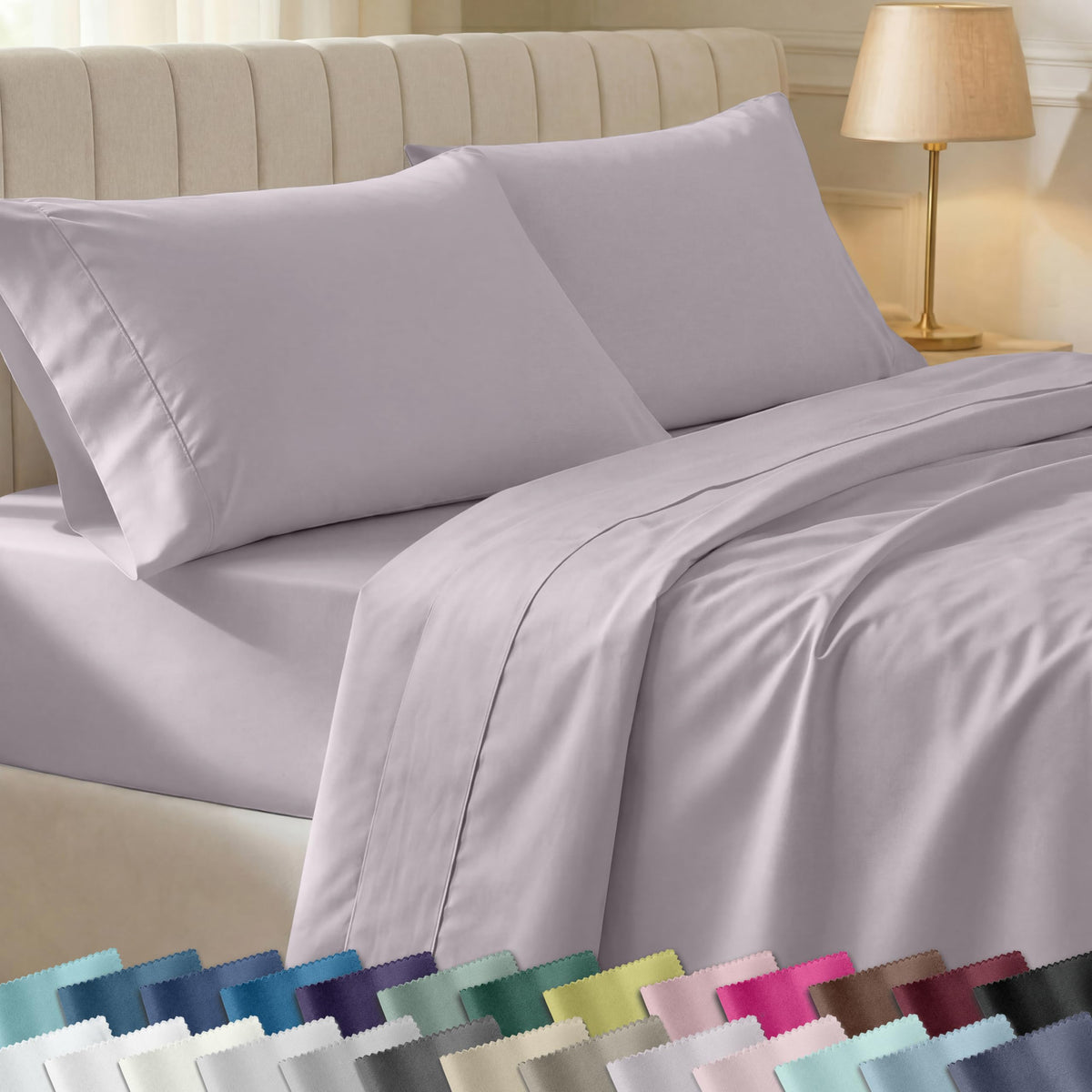 California Design Den soft queen sheets close-up of sateen finish for smooth skin