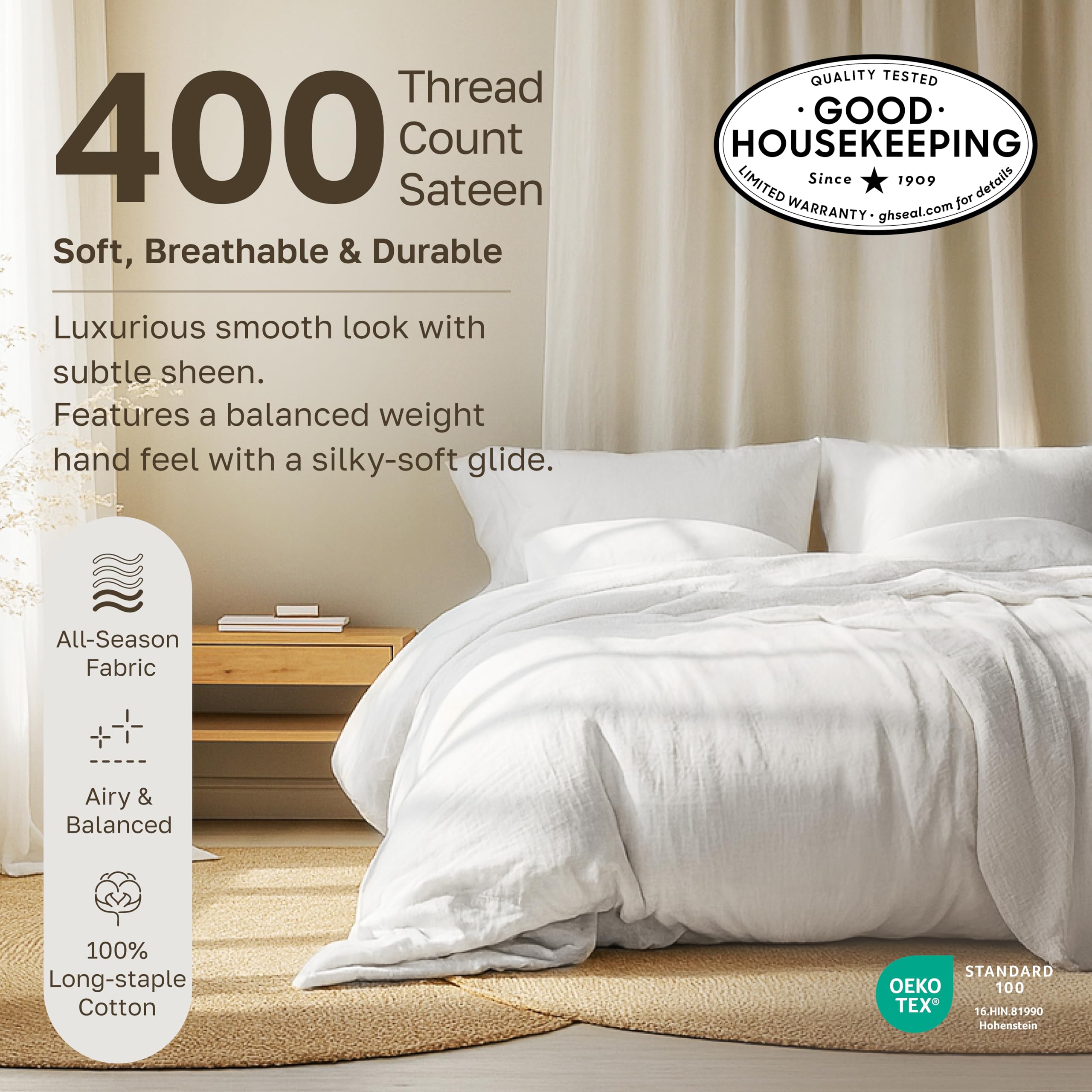 California Design Den soft-touch fitted sheet with smooth, luxurious glide