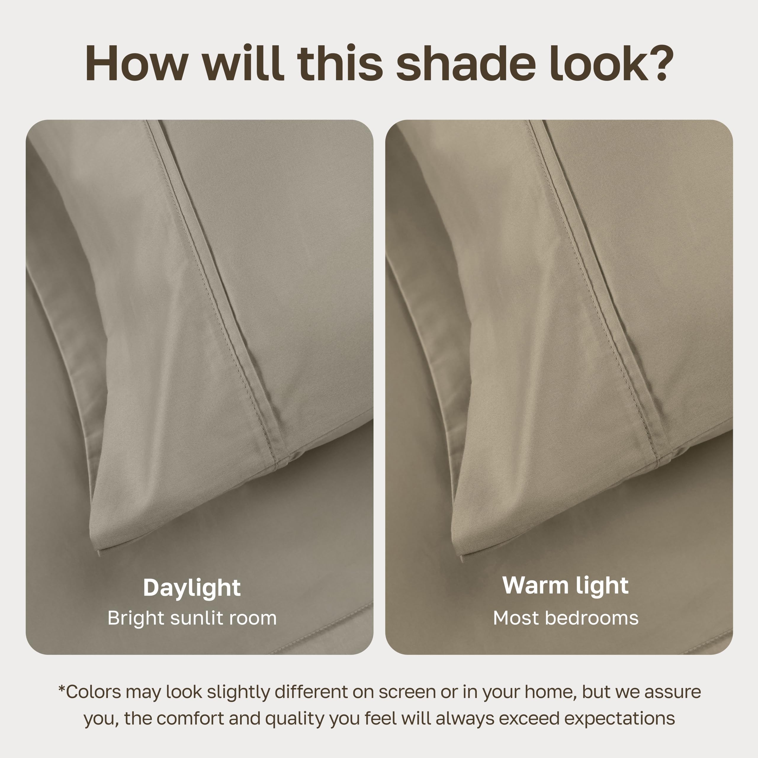 California Design Den taupe shade swatch illustrates warm, versatile bedroom color.