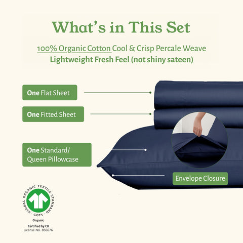 California Design Den percale weave close-up highlights matte finish and breathable, durable fabric