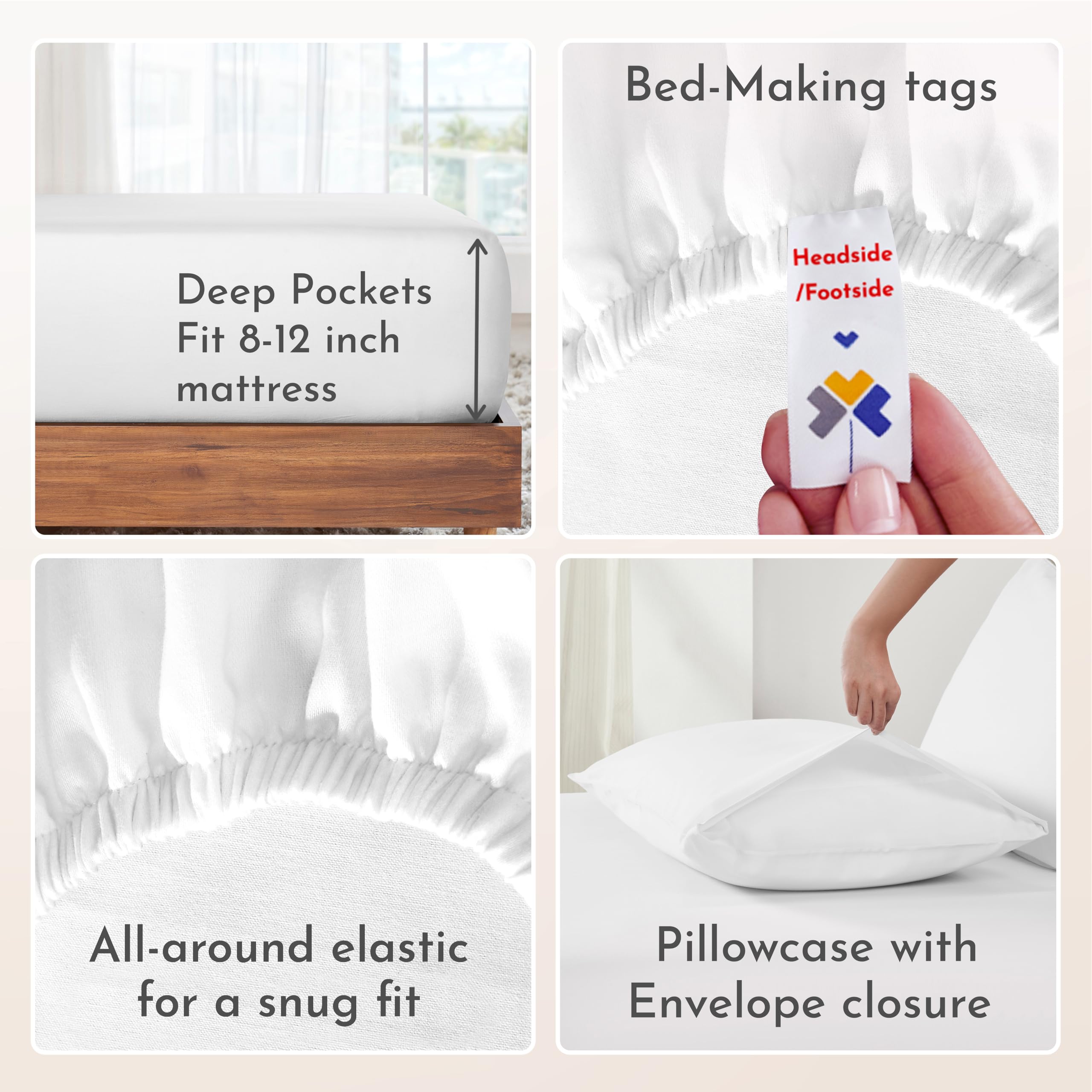 California Design Den 12 inch pocket detail for a secure fit on dorm mattresses