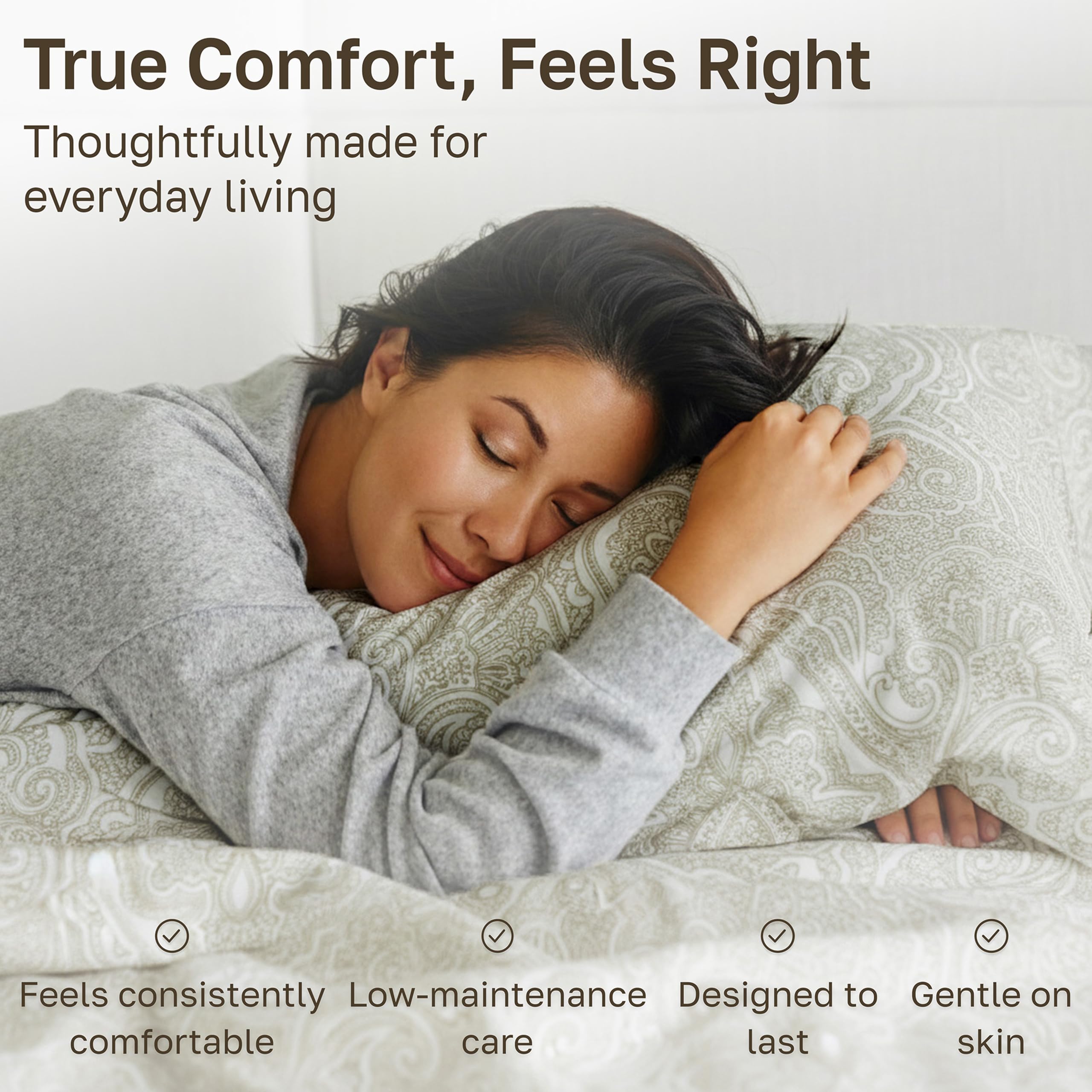 Washed, soft cotton look ready for a cozy night’s sleep.