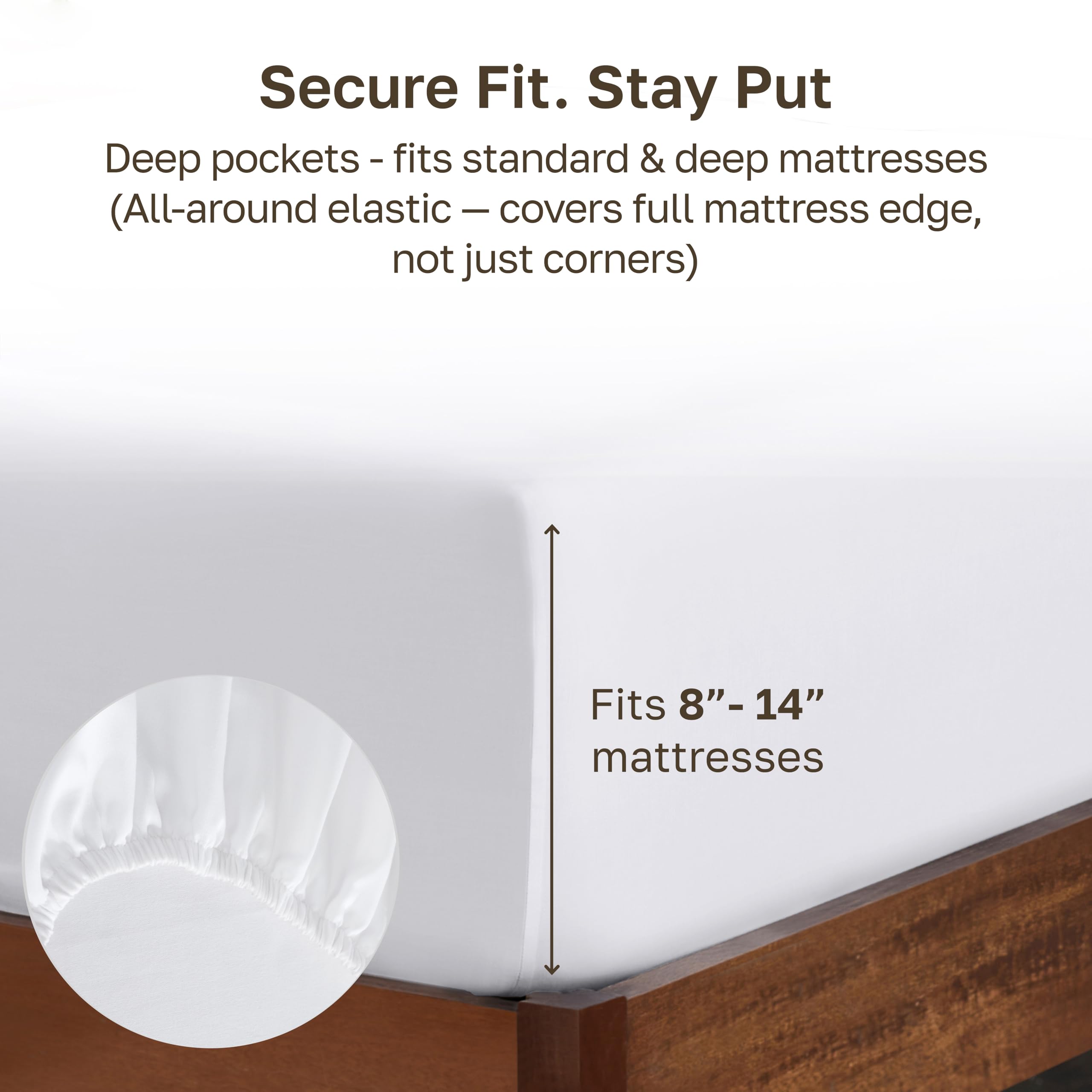 California Design Den king white fitted sheet in breathable cotton sateen for year‑round comfort