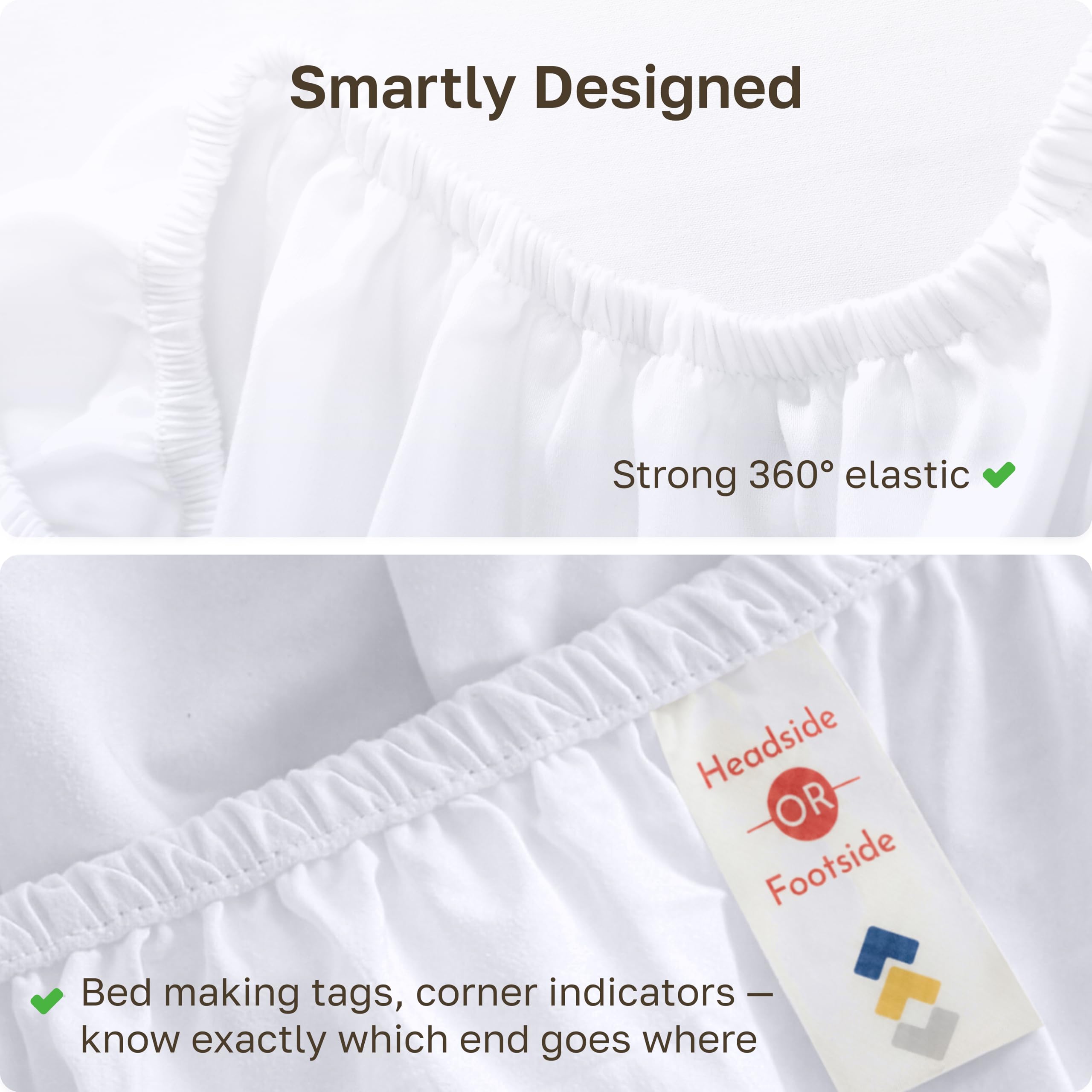 California Design Den king white fitted sheet is machine washable and durable