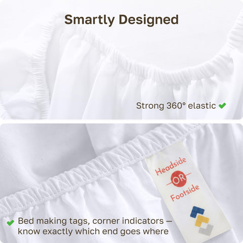 California Design Den king white fitted sheet is machine washable and durable