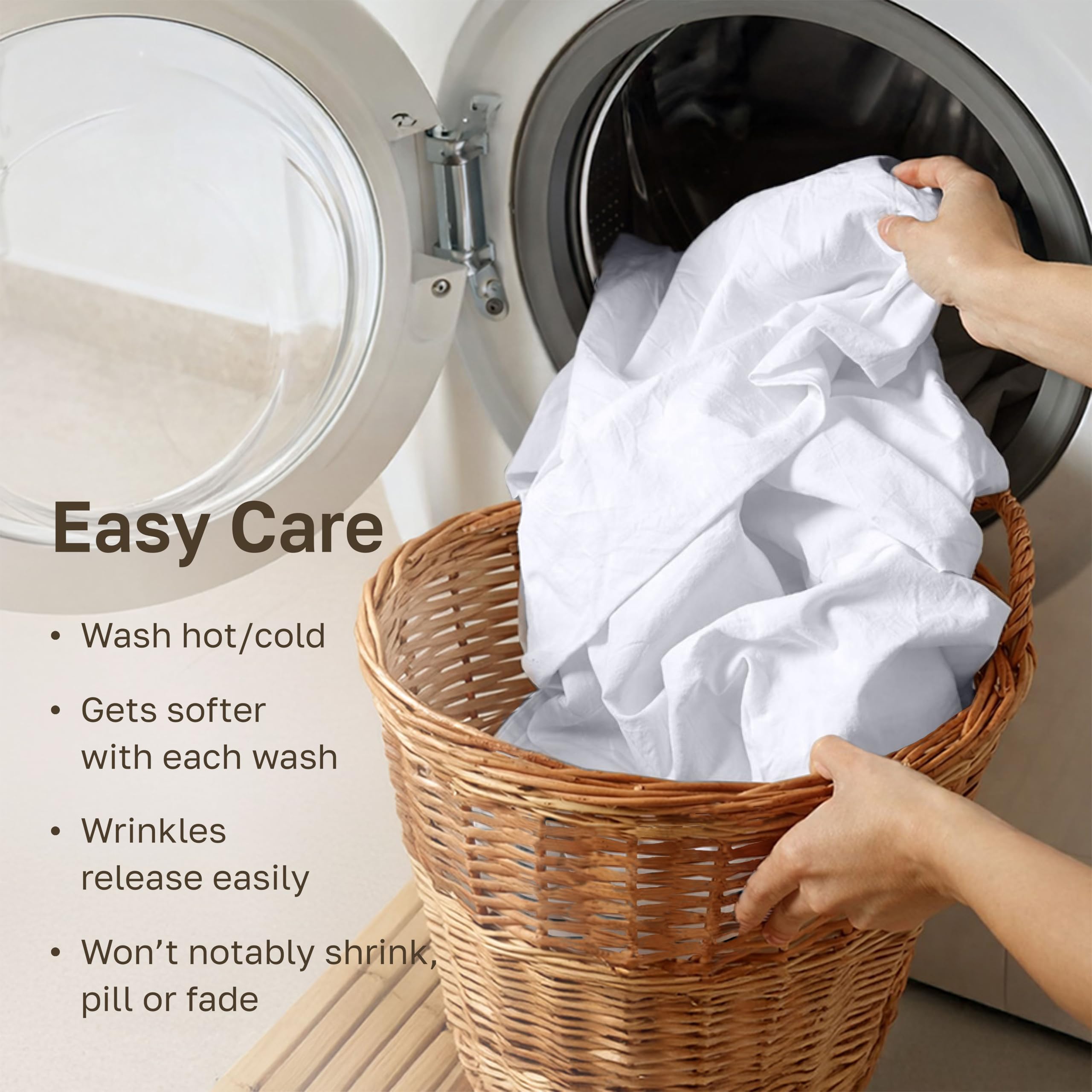 California Design Den king white fitted sheet made in India in a family‑owned factory