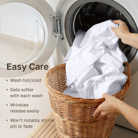 California Design Den king white fitted sheet made in India in a family‑owned factory