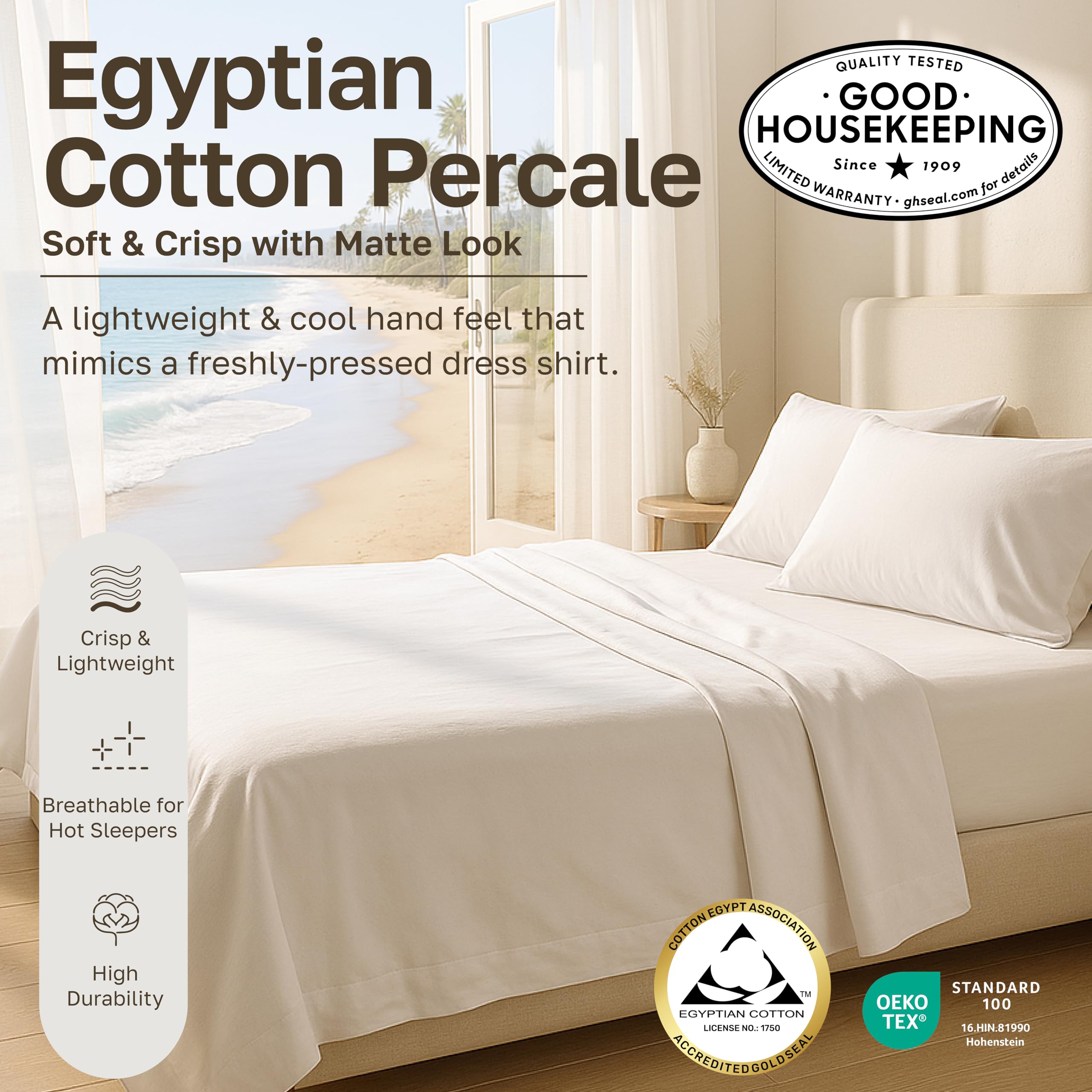 California Design Den white pillowcase on a neatly made bed for a fresh look.
