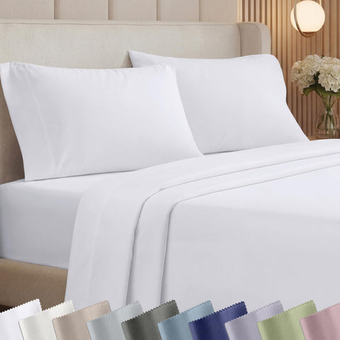 California Design Den white queen sheet set with deep pockets for secure fit