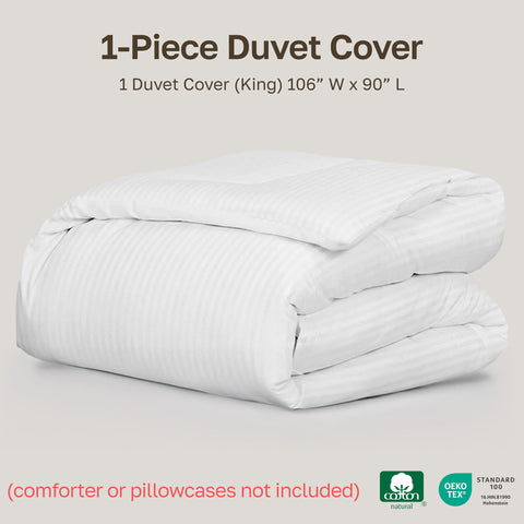 California Design Den white sateen finish duvet cover, elegant sheen with minimal wrinkles.