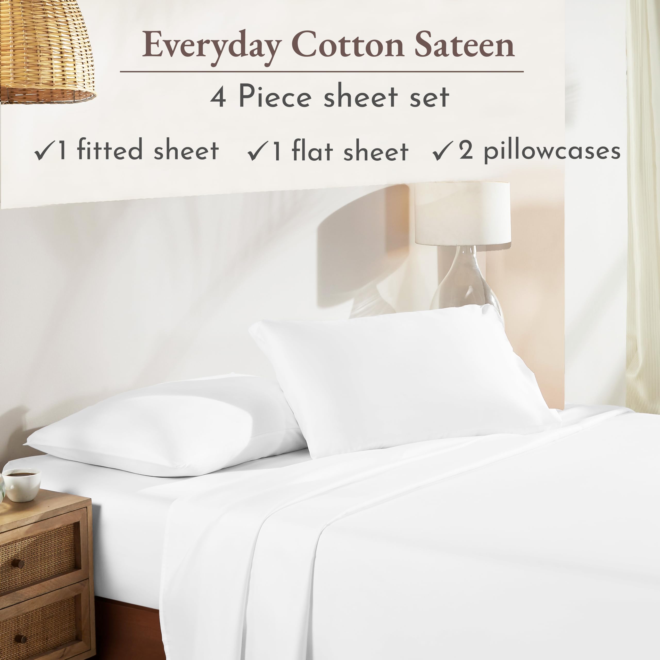 California Design Den close-up of white sateen weave with subtle sheen and premium feel.