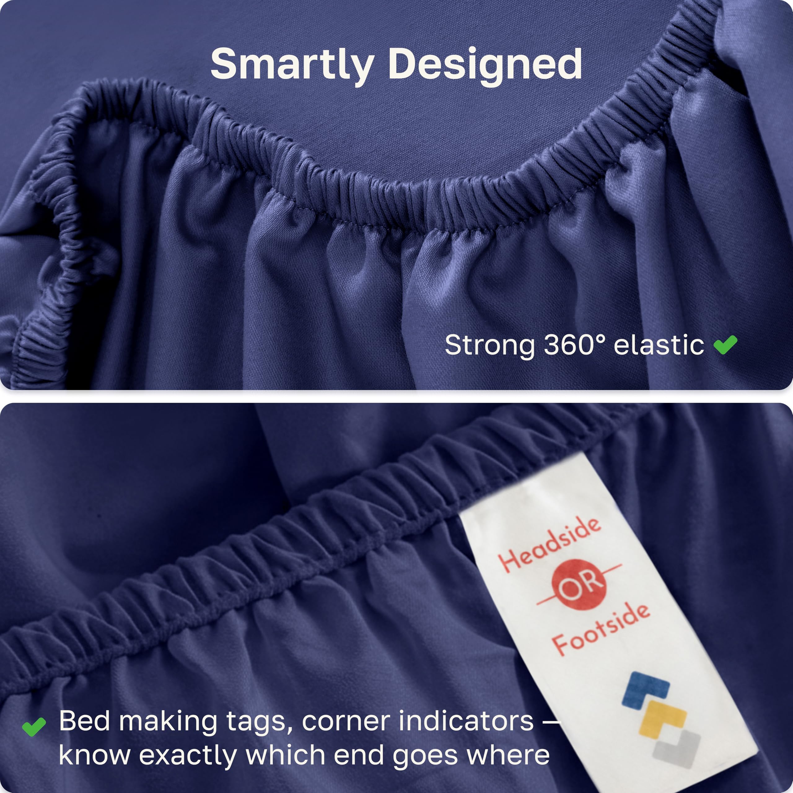 California Design Den wide elastic edge minimizes sheet slipping during sleep