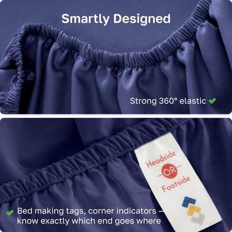California Design Den wide elastic edge minimizes sheet slipping during sleep