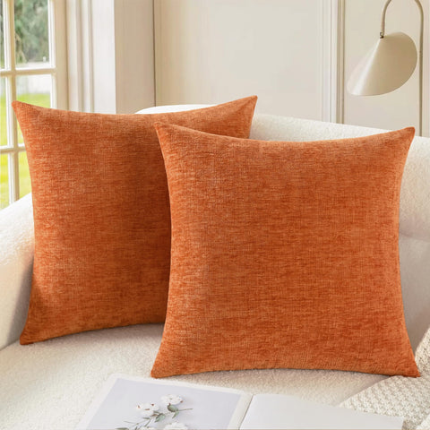 CaliTime fall pillow cover in burnt orange adds warm color to living spaces.