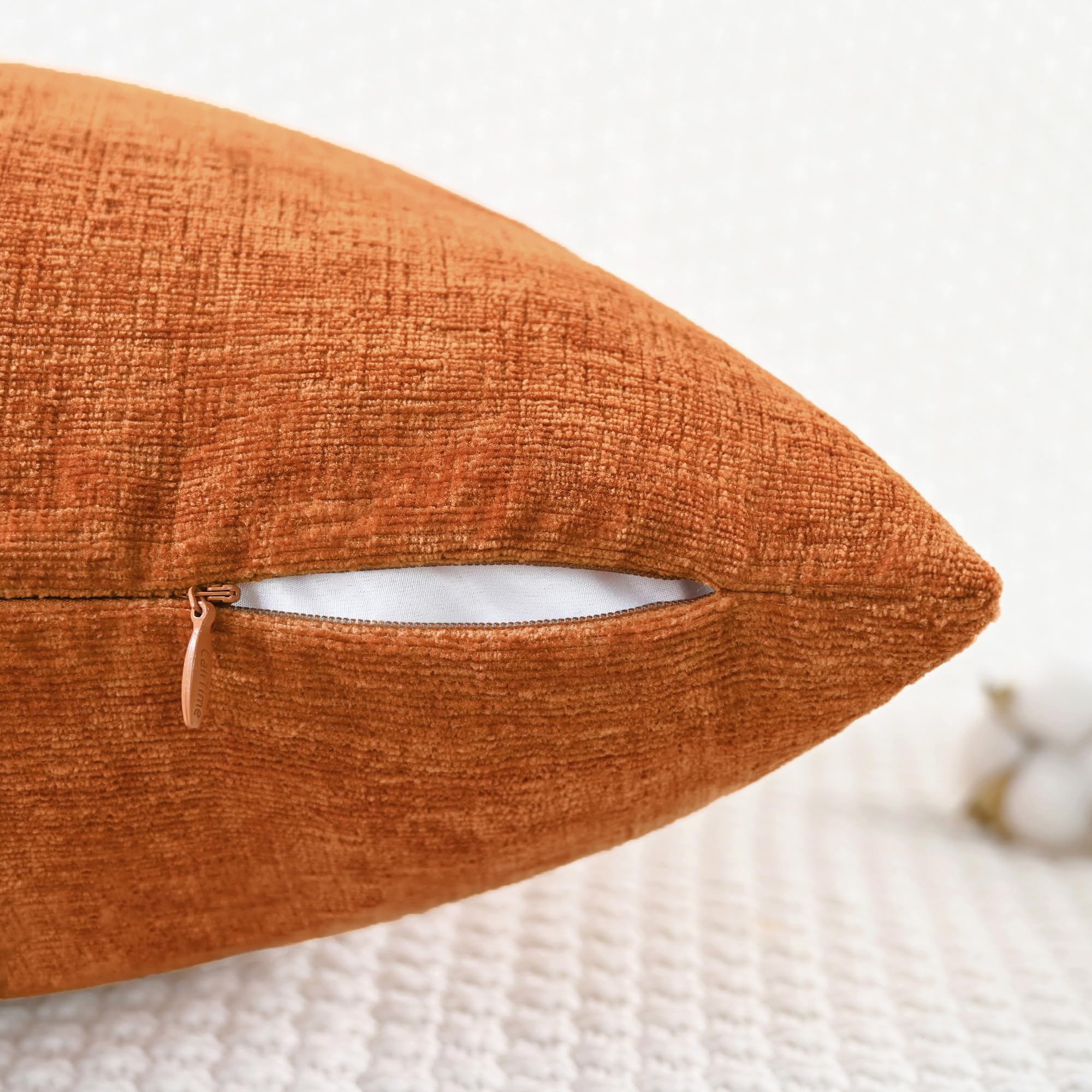 CaliTime pillow cover with invisible zipper for seamless look.