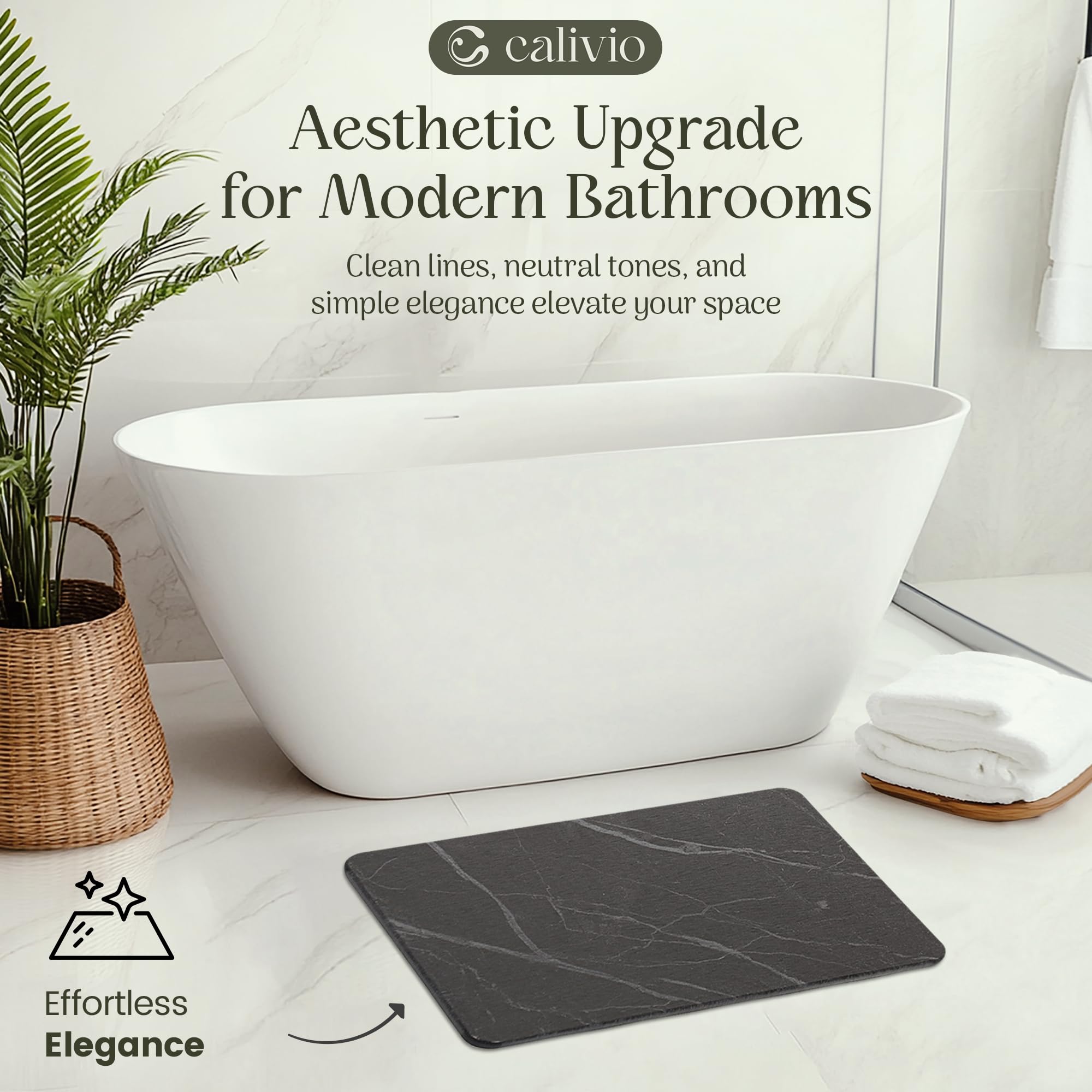 Calivio 24x16-inch mat in charcoal fits kitchen and bath.