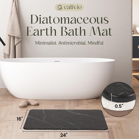 Calivio Bath mat non-slip base provides secure footing on tile.