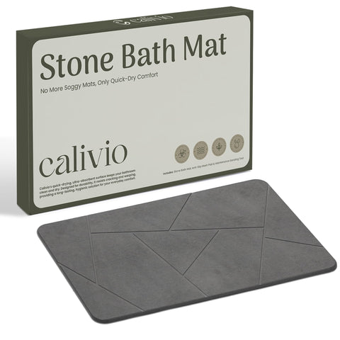 Calivio Quick Dry bath mat close-up shows rapid water absorption and quick drying