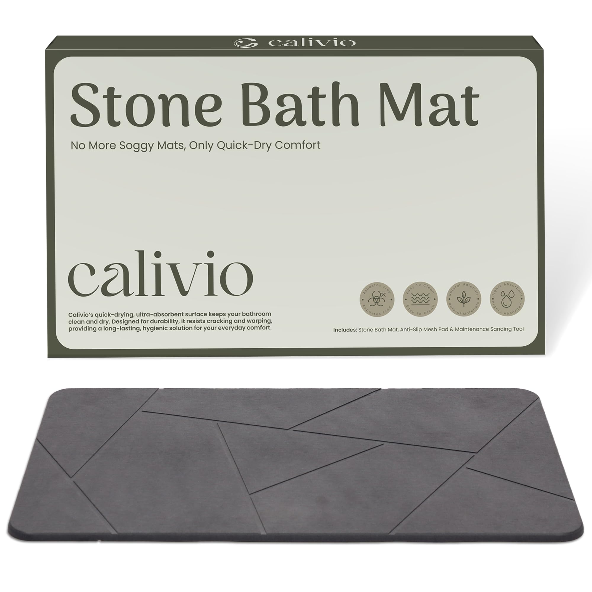Calivio Quick Dry mat on tile floor demonstrates secure non-slip grip